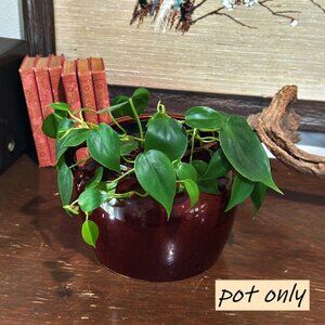 Vintage Brown Glaze Stoneware Crock Bean Pot USA Planter Utensil Holder NO LID